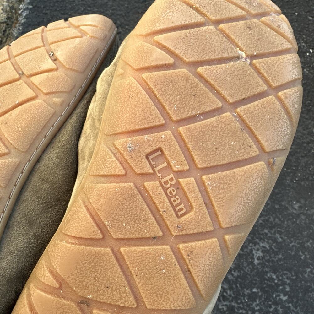 LL Bean Slippers Men's 12 Green Wicked Good Boot Moc Leather Lamb Fur 320 - Picture 12 of 13
